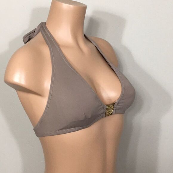 Trina Turk Crystal solid bikini top. Taupe… - Picture 3 of 6